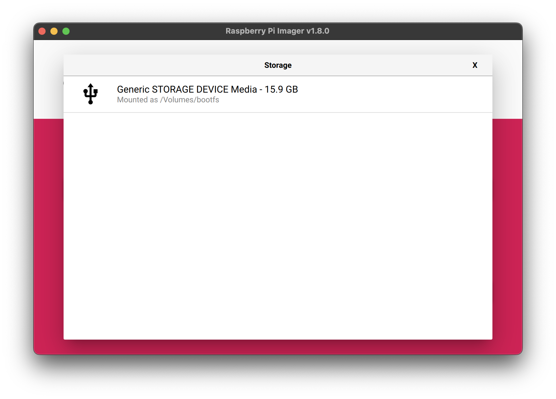 Storage selection options in Imager.