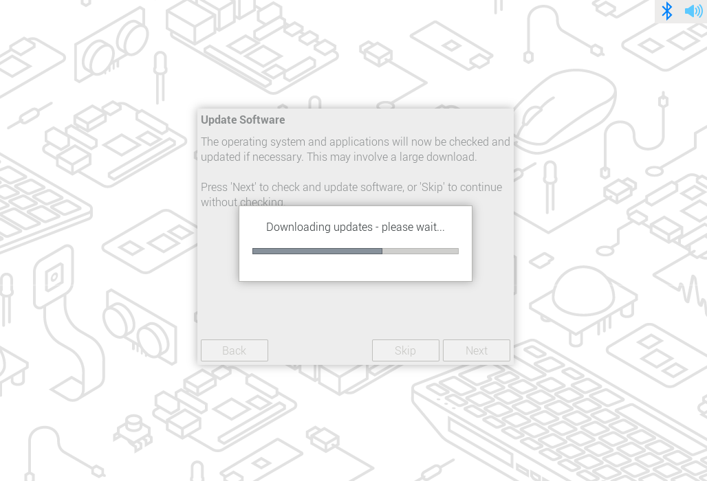 You can download the latest software updates during the wizard before you boot for the first time.