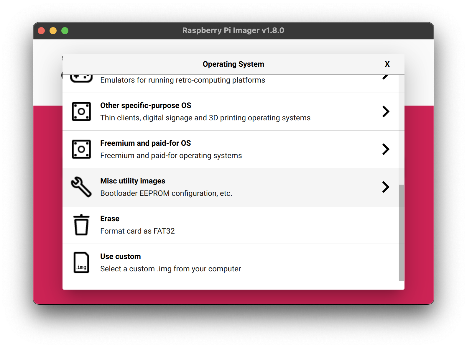 Select Misc utility images