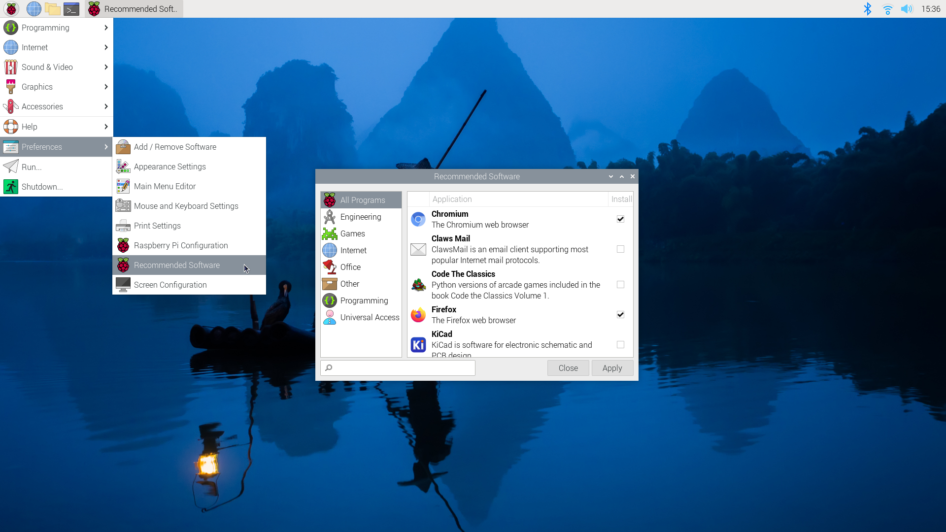 Opening the package manager GUI in Raspberry Pi OS